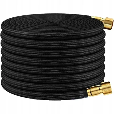 Image de Tuyau d'arrosage flexible de 15 m - Tuyau d'arrosage extensible - Tuyau d'arrosage flexible - Tuyau flexible noir