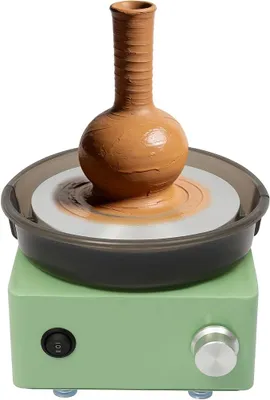 Imagen del producto de Tornillo de alfarería para niños, adultos y principiantes; torno de alfarería eléctrico con accesorios, ideal para proyectos artísticos y de manualidades (verde)