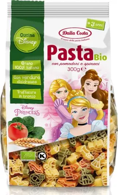 Produktbild von Dalla Costa Disney Princess, Kurze Nudeln, 300 g, Grün, Orange, Gelb, 7 min, 9 min, 354 kcal