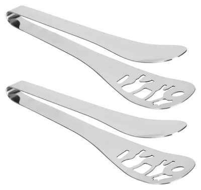 Image de Lot de 2 pinces de cuisine en acier inoxydable 304 à tiges épaissies et anti-brûlures, pour steak, barbecue et pâtisserie