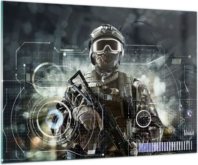 Produktbild von Bilder auf glas - Soldat Gewehr - 100x70cm - Glasbilder - Wandbilder - Kunstdruck - zum Aufhängen bereit - Wanddekoration aus Glas - Glas Bilder - Wandbild auf Glas - Einteilig - GAA100x70-4071