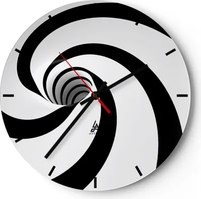 Produktbild von Wanduhr - Rund - Glasuhr - Spirale Streifen Komposition - 40x40cm - Schleichendes Uhrwerk - Lautlos - zum Aufhängen bereit - Dekoration Modern - Wanddekoration aus Glas - C3AR40x40-2649
