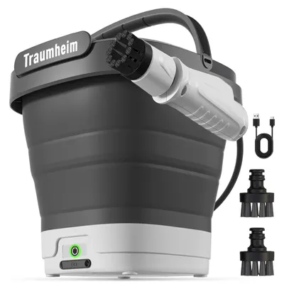 Produktbild von Tragbar Hochdruckreiniger mit 12L Tank, Faltbar, USB-C, 3 Düsen, 21V Kabelloser Akku Tragbar für Auto, Garten, Camping, Haustiere & Outdoor-Reinigung