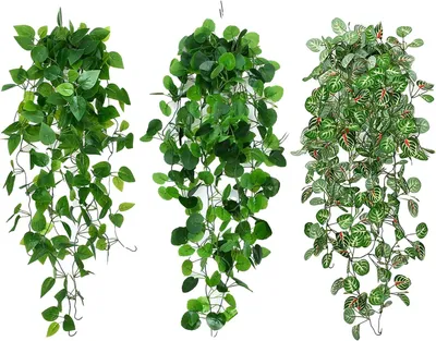 Obrázok produktu pre Umelé rastliny 3 kusy, zavesené, 100 cm, umelý brečtan, pre vnútorné a vonkajšie použitie