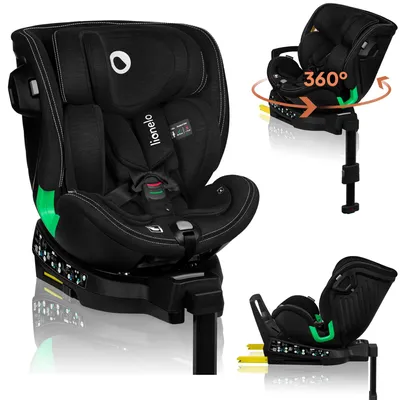 Obrázek produktu pro Dětská autosedačka Lionelo Harmony i-Size, 360° základna EasyTurn, ISOFIX a opěrná noha, BuckleAlarm, ochrana proti bočnímu nárazu, nastavitelná opěrka hlavy a zad - černá