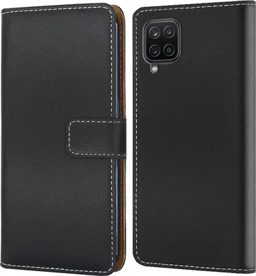 Produktbild von Handy Tasche für Samsung Galaxy A12 Schutzhülle Bookstyle Etui Klapphülle Wallet Flip Cover Case Schwarz