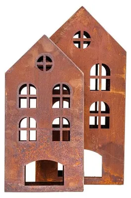 Produktbild von Windlichthaus aus Metall in Edelrost, 45 cm hoch, 20 cm lang, 10 cm breit