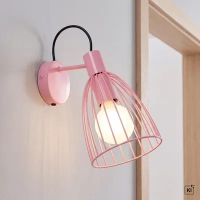 Produktbild von Kinder Wandspot Rosa Metall E27 verstellbar B:15 cm Kinderzimmer Wandlampe, KI-generiertes Bild