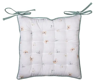 Produktbild von Clayre & Eef Stuhlkissen Schaumstoff 40x40 cm Weiß Grün Baumwolle Blumen