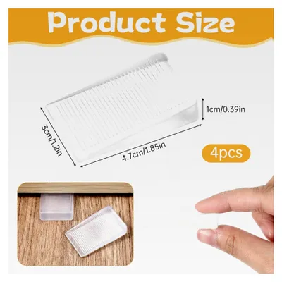 Produktbild von 4 Stück Gummi Türkeile Rutschfest Fensterstopper für Badezimmer, Balkontüren, Kinderzimmer (Transparent)