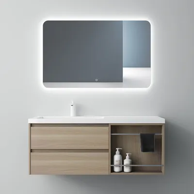 Produktbild von Mai & Mai Badmöbelset 120x46x49cm - Mineralgusswaschbecken und Unterschrank Al Oak Open