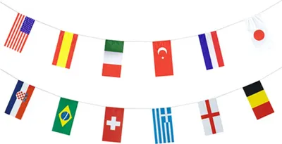 Produktbild von Papstar Flaggenkette, Papier 10 m 32 Nations schwer entflammbar 81082