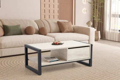 Produktbild von Skye Decor, Haldizen - Black, Marble, Schwarz, Couchtisch, 105 x 40 x 55 cm, 100 % MELAMINBESCHICHTETE SPANPLATTEN