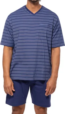Immagine prodotto di set pigiama uomo hajo - shorty, manica corta, clima-light, misto cotone blu XL