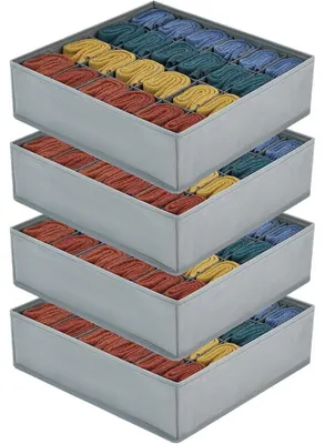 Productafbeelding van Ladenorganizer, opbergboxen, 4 stuks, 24 vakken, lichtgrijs