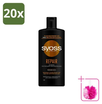 Zdjęcie produktu dla 20 sztuk szamponu Syoss Repair – do włosów zniszczonych i łamliwych – 440 ml – zestaw ekonomiczny