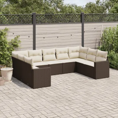 Produktbild von 9-tlg. Garten-Sofagarnitur - mit Kissen Braun Poly Rattan - Sitzgruppe 3251740