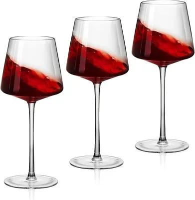 Produktbild von Set mit 3 Rotweingläsern aus Kunststoff, 440 ml, unzerbrechlich, ideal für Camping und Feiern