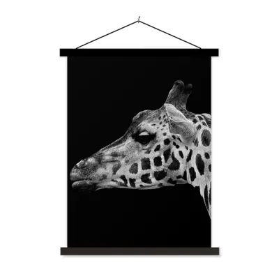 Produktbild von MuchoWow® Textilposter Tiere - Giraffe - Schwarz - Weiß 90x120 cm mit schwarzem Rahmen - Dekoration