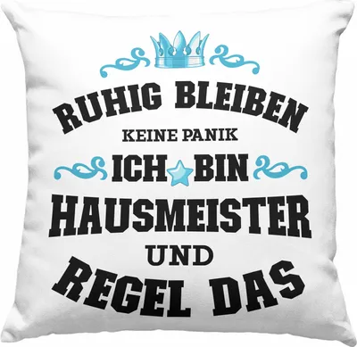 Produktbild von Trendation - Hausmeister Deko-Kissen mit Füllung 40x40 Lustiges Geschenke Lustig Spruch Haustechniker Geschenkidee Sprüche Keine Panik (Grün)