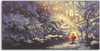 Produktbild von Coloray Acrylbild 120x60  Wandbild Acrylbilder Weihnachtsmann in verschneite Gasse