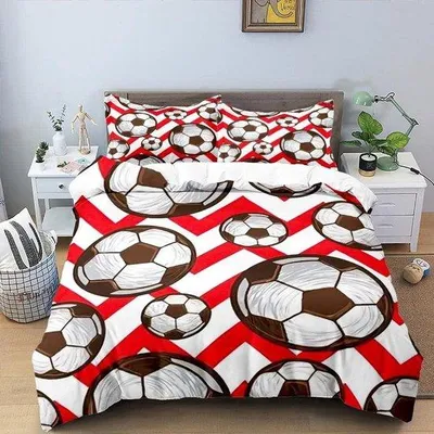 Produktbild von Bettwäsche-Set 140x200 cm - Schlafzimmer-Accessoires - 3D Fußball-Druck - Multifarbige Bettwäsche