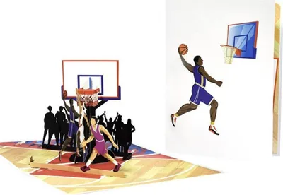 Immagine prodotto di biglietto d'auguri sportivo pop-up 3D - Basket 2
