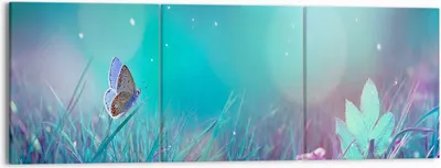 Produktbild von Bild auf Leinwand - Leinwandbild - Schmetterling Wiese Blume - 150x50cm - Wand Bild - Wanddeko - Leinwanddruck - Bilder - Kunstdruck - Wanddekoration - Leinwand bilder - Wandkunst - CA150x50-4077