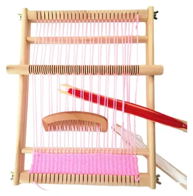 Image de Kit de tissage en bois pour débutants, comprenant des outils manuels traditionnels