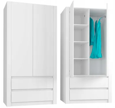 Obrázek produktu pro Skříň šatna 90 cm 2 dveře 2 zásuvky FRAMIRE B-20 bílá