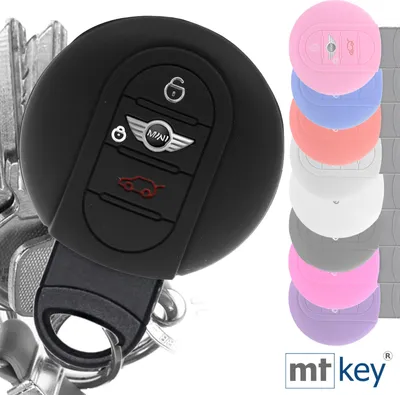 Produktbild von Auto Schlüssel Hülle Silikon Schutz Cover Schwarz kompatibel mit Mini F56 F54 F55 F57 F60 Clubman Countryman 3 Tasten KEYLESS SMARTKEY