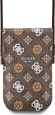 Image de Guess, sac à bandoulière pour smartphone Universal modèle 4G Peony avec compartiment pour cartes, marron