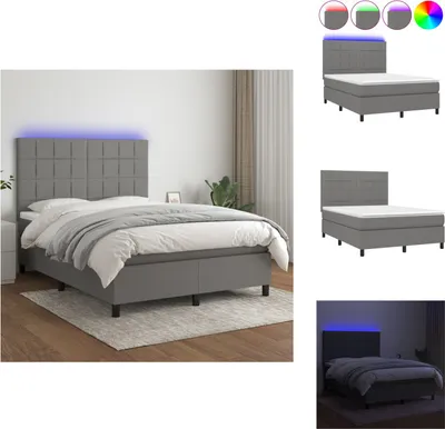 Obrázek produktu pro vidaXL Skříňová postel s matrací a LED tmavě šedá 140x200 cm - Postele a rámy postelí