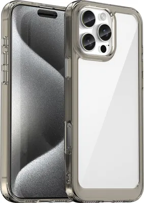 Produktbild von Schutzhülle für iPhone 16 Pro Max Klar Rückseite Stoßfeste TPU Silikon Bumper Hülle Grau