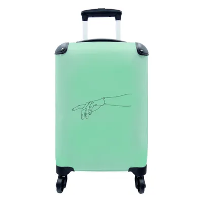 Produktbild von MuchoWow® Koffer Handgepäck Trolley Rollkoffer Kleine Reisekoffer mit 4 Rollen - Hand - Arm - Linienkunst - Cabin Size < 55x40x23 cm & 55x40x20 cm - Fotokoffer - Kabinenkoffer - Boardgepäck - Reise-Box - Reisekoffer - Reisegepäck - Koffer mit Bild - Trolley für Kinder
