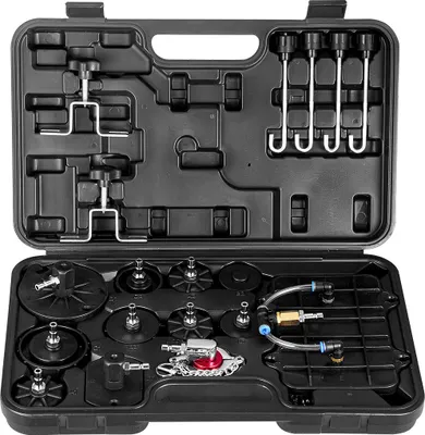 Immagine prodotto di VEVOR Set di spurgo freni 12 pezzi. Set professionale di adattatori per spurgo freni con set completo e impugnatura, adattatore per spurgo freni di lunga durata per il riempimento del liquido freni.