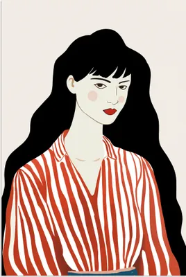 Produktbild von ARTland Wandbild Alu für Innen & Outdoor Woman in Striped Blouse I Größe: 40x60 cm