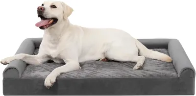 Produktbild von Orthopädisches Hundebett für große Hunde, 111 x 81 x 18 cm, mit abnehmbarem Bezug, rutschfest, grau