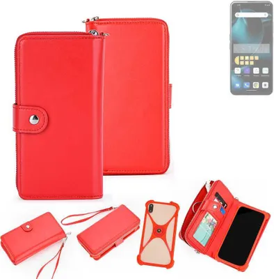 Produktbild von K-S-Trade 2in1 Schutzhülle Portemonnee Handyhülle mit Bumper kompatibel mit Unihertz Start24 Hülle Case Etui Geldbörse Smartphone rot (1x)