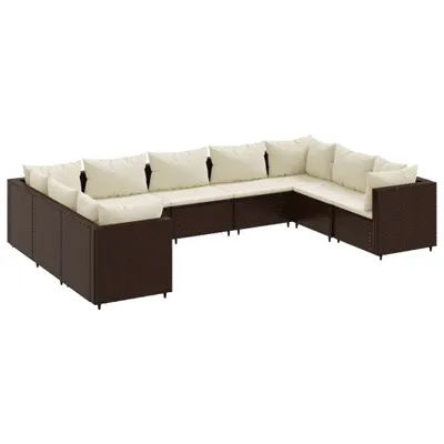 Produktbild von 9-tlg. Garten-Lounge-Set mit Kissen Braun Poly Rattan