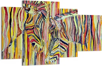 Produktbild von Bild auf Leinwand - Leinwandbild - Zebra Abstraktion - 120x70cm - Wand Bild - Wanddeko - Wandbilder - Leinwanddruck - Bilder - Kunstdruck - Wanddekoration - Leinwand bilder - Wandkunst - DL120x70-3499