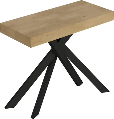Produktbild von Ausziehbare Konsole 90x40/196 cm Saki Premium Kleine Beine aus Eiche natur anthrazit