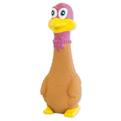 Obrázok produktu pre Hračka DOG FANTASY Latexová sliepka kvákajúca mix farieb 19 cm 1 ks