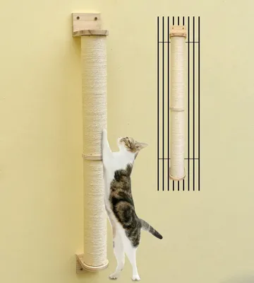 Produktbild von Wandmontierte Katzenkratzsäule mit Sisal - Ideal für den Innenbereich
