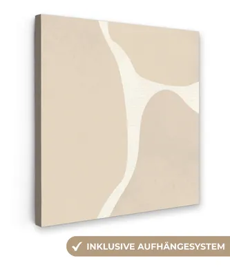 Produktbild von MuchoWow® - Leinwandbilder - Abstrakt - Beige - Moderne Kunst, Wandbild, Wanddeko Bilder Wohnzimmer, 90x90 cm