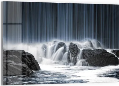Produktbild von DEQORI Glasbild Echtglas 90x60 cm 'Fließende Stille' Wandbild Bild modern Deko