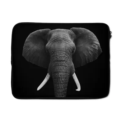 Produktbild von MuchoWow® Laptop Hülle 17 Zoll Laptoptasche Elefant - Wildtiere - Schwarz - Weiß - Porträt - Zipper - Schutzabdeckung