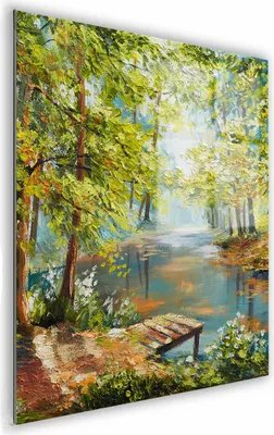 Zdjęcie produktu dla OBRAZ NA SZKLE KWADRATOWY 30x30cm  097 Staw w lesie