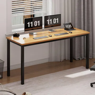 Image de Bureau 120x60 cm teck & noir Home Office Workstation