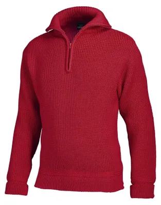 Produktbild von tomBrook Damen Troyer Korvettenkapitän – Seemannspullover Damen Pullover mit Reißverschluss Wolle Pullover Frauen aus 100% Schurwolle in Rot Größe 52